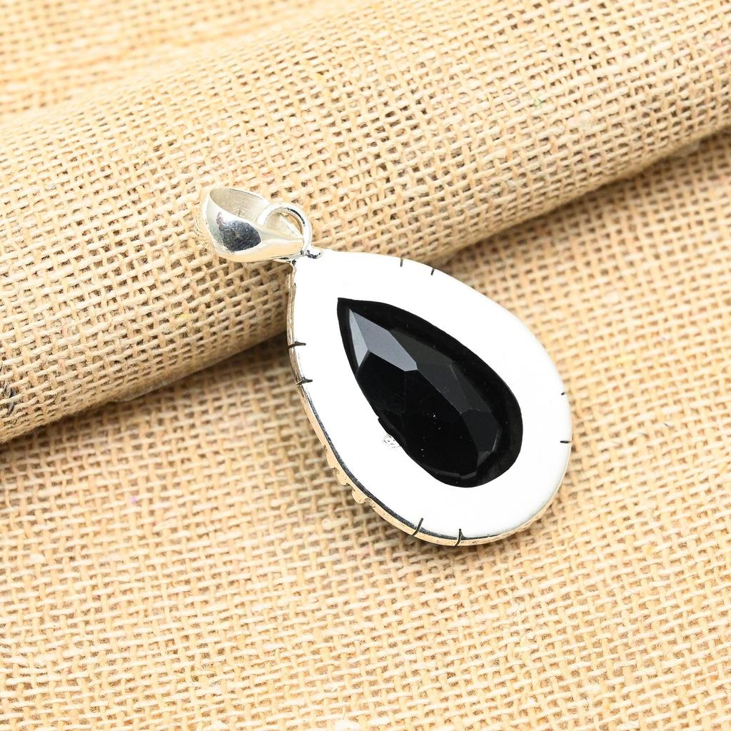 Black Spinel Gemstone Handmade 925 Solid Sterling Sliver Jewelry Pendant For Her