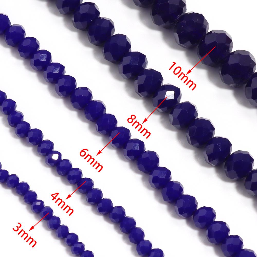 3 4 6 8 10mm Faceted Crystal Beads Deep Blue Porcelain Glass Loose Spacer Bead For Jewelry Making DIY Bracelet Necklace Supplies