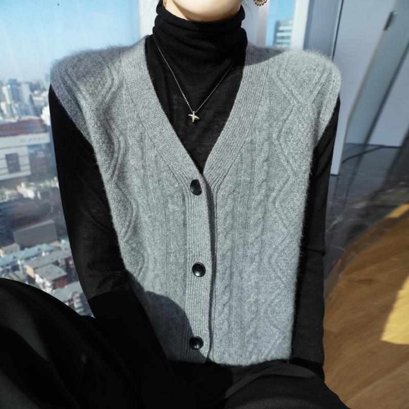 

Женский кардиган Qinghe Cashmere из 30% кашемира - Мягкий и теплый свитер из шерстяной смеси M кадет серый