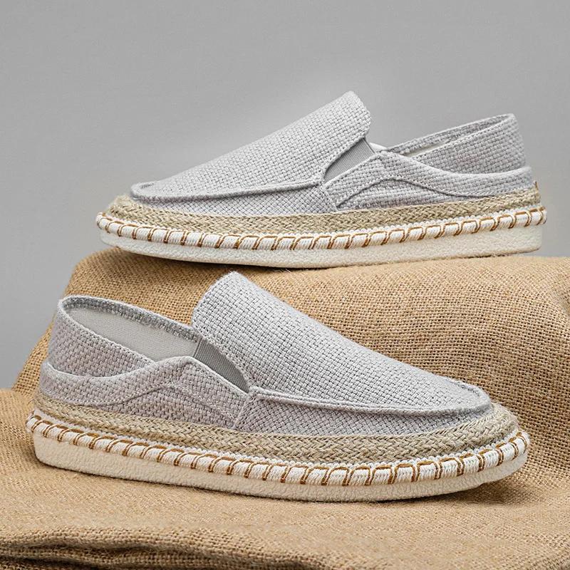 

Эспадрильи Обувь для мужчин Мужские кроссовки Летняя некожаная повседневная обувь Модная обувь Мужская классика Дизайнерская льняная обувь для отдыха 43 серый