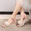 Fashion Women's Sandals Flowers Platform Wedges Heel Ladies Shoes Pink Sandal Summer 2025 Comfortable On Offer Low Price Trend Footwear