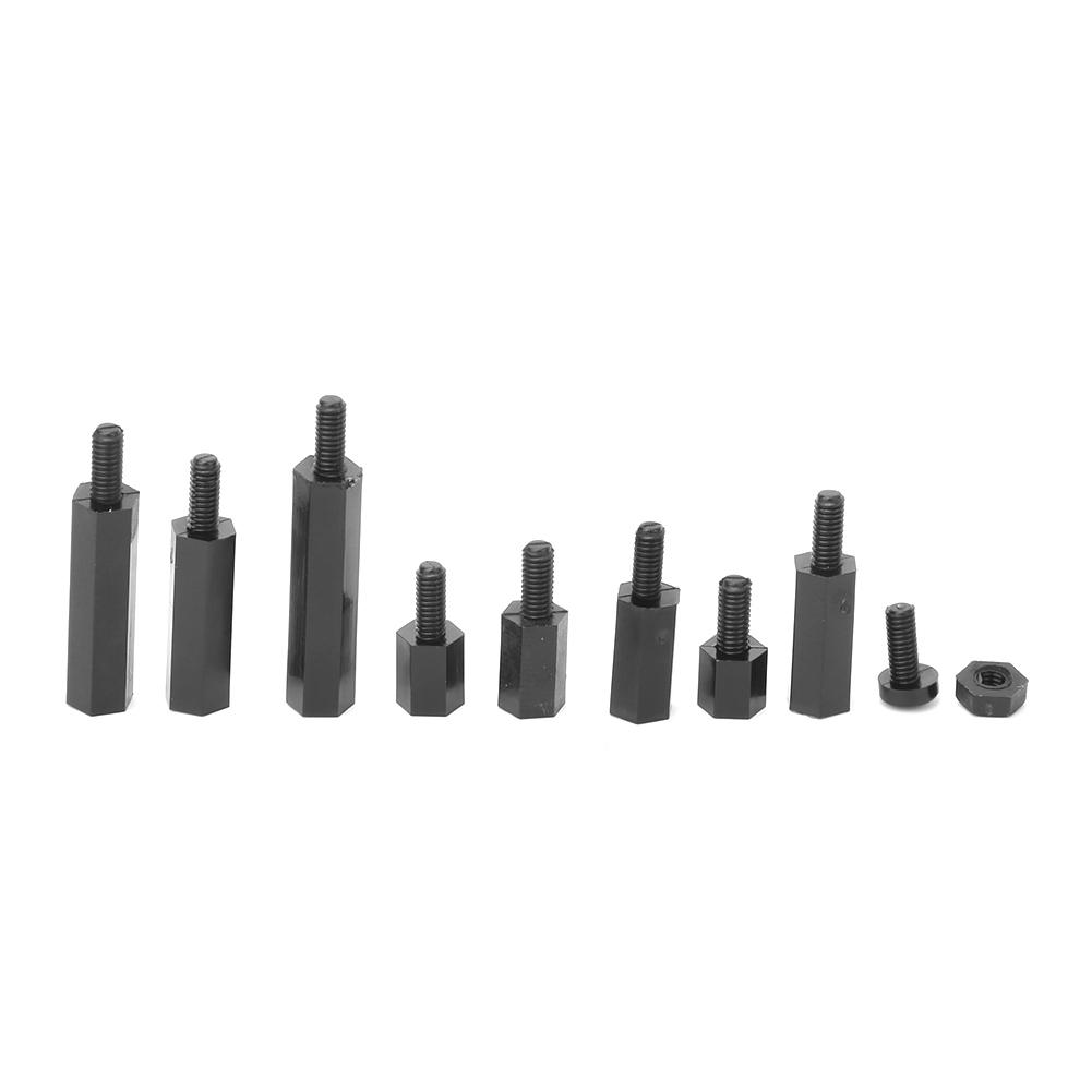 140 Pcs Nylon Screw Kit M2.5 Round Cross Screw Nut Female Male Standoff Set(Black )