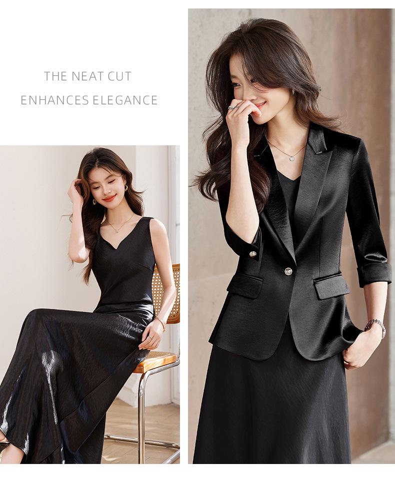 Women's Petite Acetate Satin Blazer & Dress Set - Spring 2026 Collection