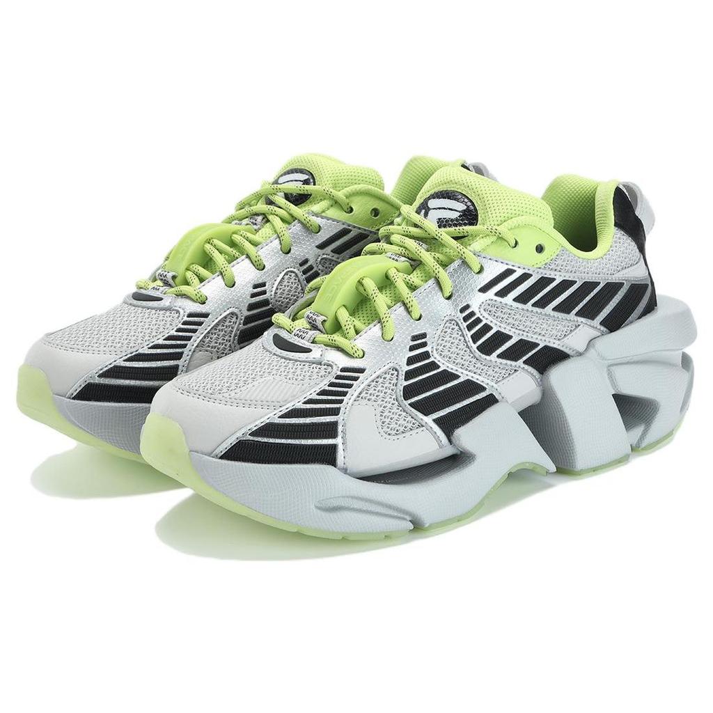 FILA Space Fabric Synthetic Leather TPU Comfortable Versatile Low-Top Casual Shoes Men sneaker Green Gray F12M314103FVA