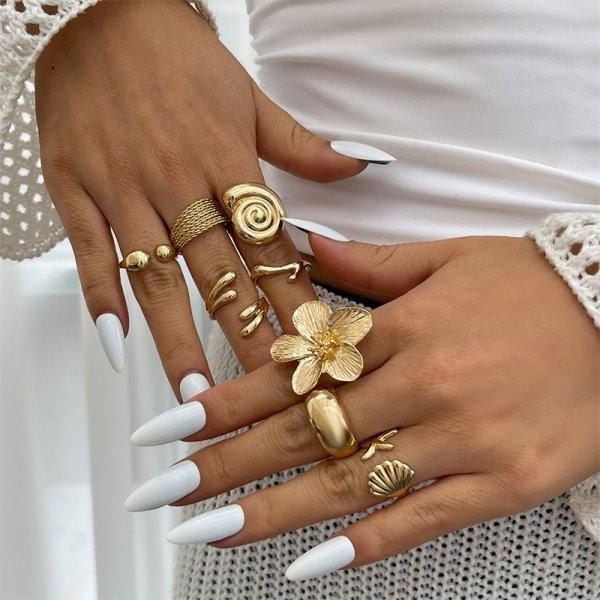 6Pcs/Set Geometric Cuff Rings Set For Women Fashion Chic Smooth Irregular Adjustable Finger Ring Vintage Jewelry Gift 2026