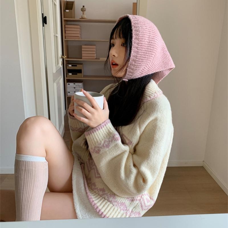 Thicken Knit Triangle Scarf Soft Wool Head Wrap Unisex Unique Style Headscarf For Women Men Outdoor Travel Accessory