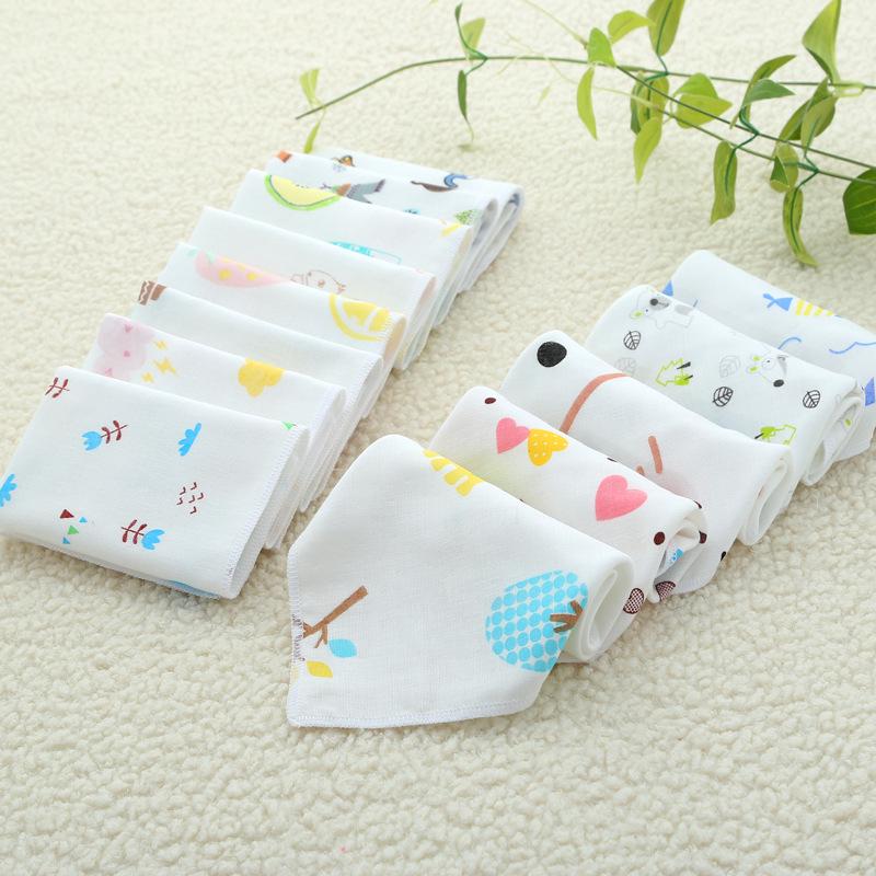 Cartoon Thin Gauze Cotton Baby Bib & Washcloth