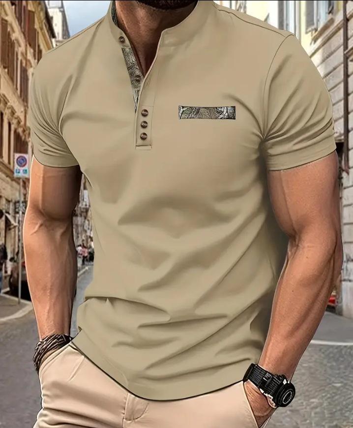 2024 Men's Trendy Casual Stand Collar Short Sleeve Polo Shirt