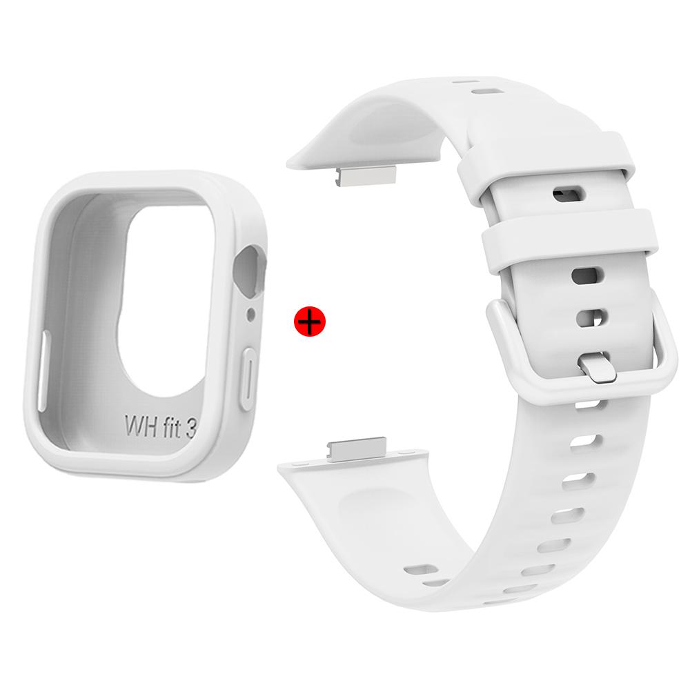 For Huawei Watch Fit 3 Strap Silicone Watchband and Watch Case Replacement Durable and Adjustable Wristband 2-in-1