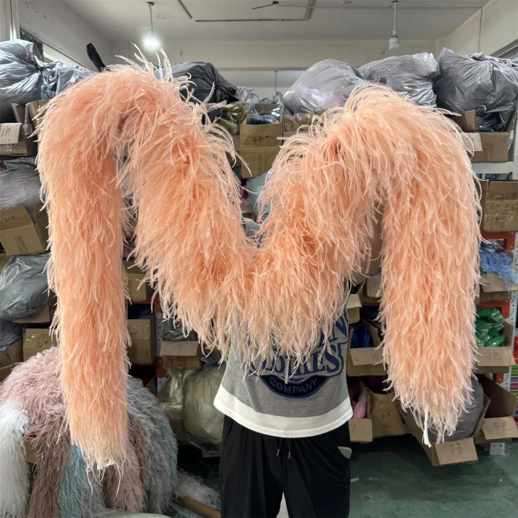 DIY 2 Meter Flauschige Straußenfeder-Boa 1-lagig bis 20-lagig Dick Schal aus hochwertigen Federn zur Dekoration von Brautkleidern Individuell anpassbarer DIY-Schal