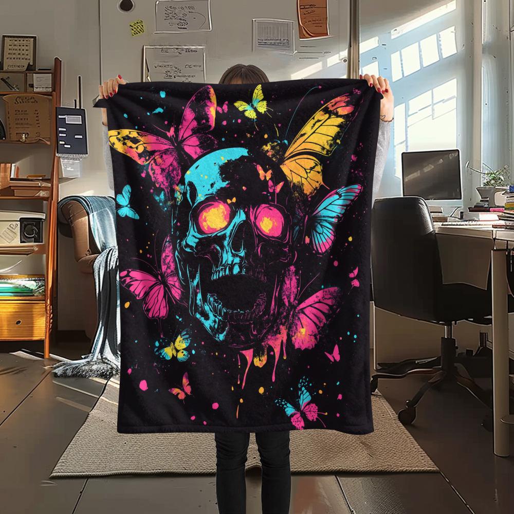 Dark Butterflies  Print Flannel Blanket, High Quality Comfortable for All Seasons, Home Decor, Warmth and Comfort