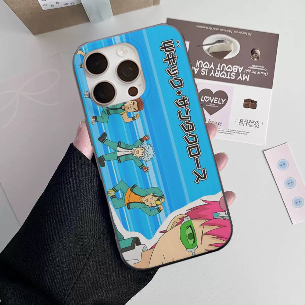 Cute Kitty Boy Saiki Kusuo Corrugated Stripe Phone Case For IPhone 17 16 15 14 13 12 11 Pro Max Plus Pro Shockproof Cover