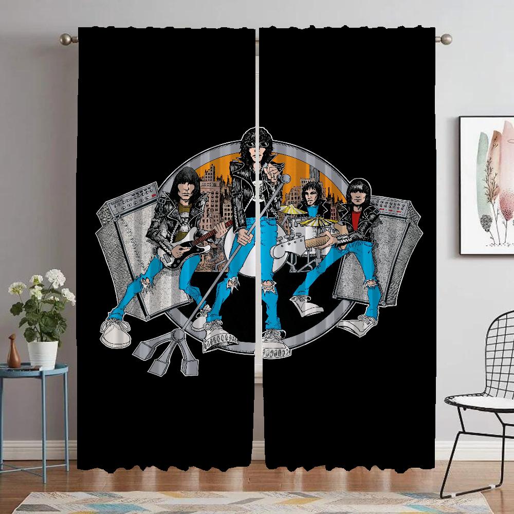 Ramones Curtains Child Room Curtains for Bedroom Shades Blackout Curtain for Room 2 Panel Halloween Decoration Partition Living