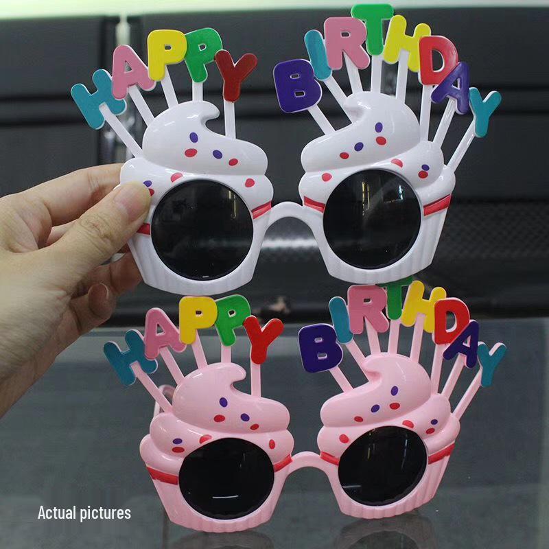 Creative Party Photo Props: Funny Cake & Christmas Birthday Glasses