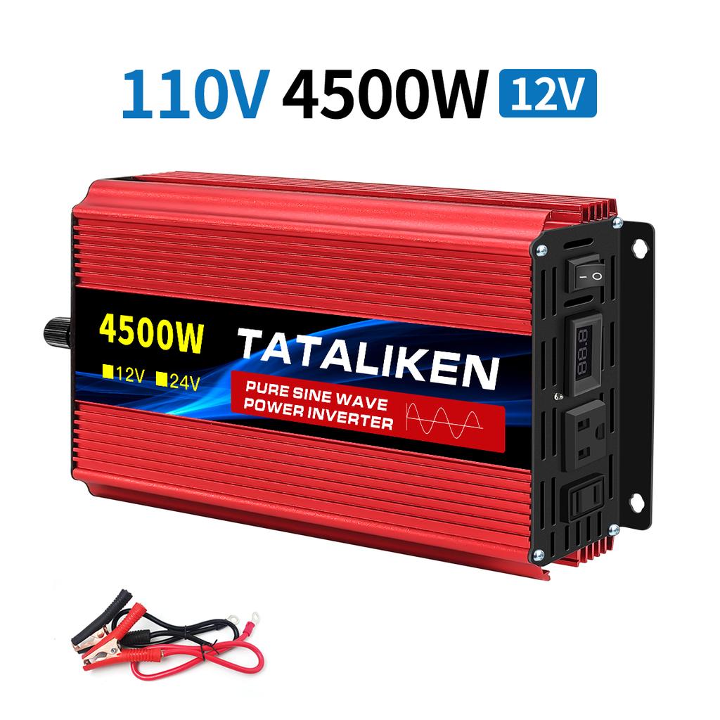 12V To 110V AC Pure Sine Power Inverter 8000W 10000W Power 60HZ Converter Car Accessories Solar With LED And US Socket