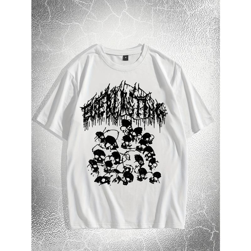 European Size Dark Skull Men s Casual Short-Sleeve Shirt S