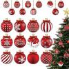 Packung mit 12 natürlichen Holz-Rotkugel-Weihnachtsbaumschmuck Hängedekoration für Baum Wand Feierparty Zubehör