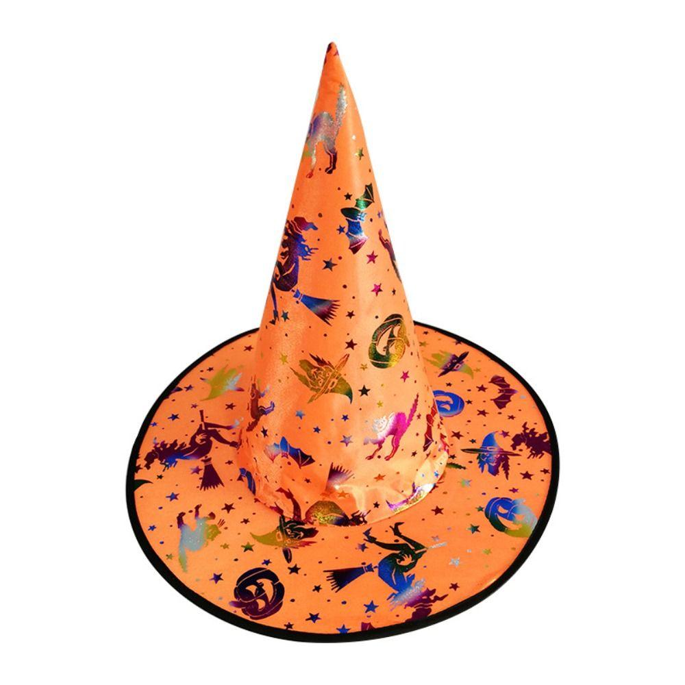 Skull Pattern Halloween Witch Hat Colorful Halloween Cosplay Accessories Children Wizard Cap  Kids