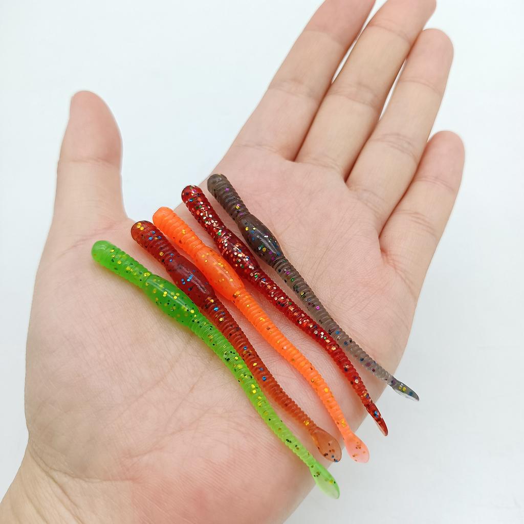 DUODUOYU 8PCS Simulation earthworm Fishing Lures 1.1g/70mm Noodle Worm PVC Artificial Lures Soft Bait Diving Fishing Tackle