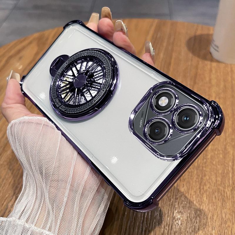 Funda For Honor 400 Lite Case Magnetic Gyroscope Holder Plating Airbag Camera Protect Silicone Transparent Bumper Back Cover