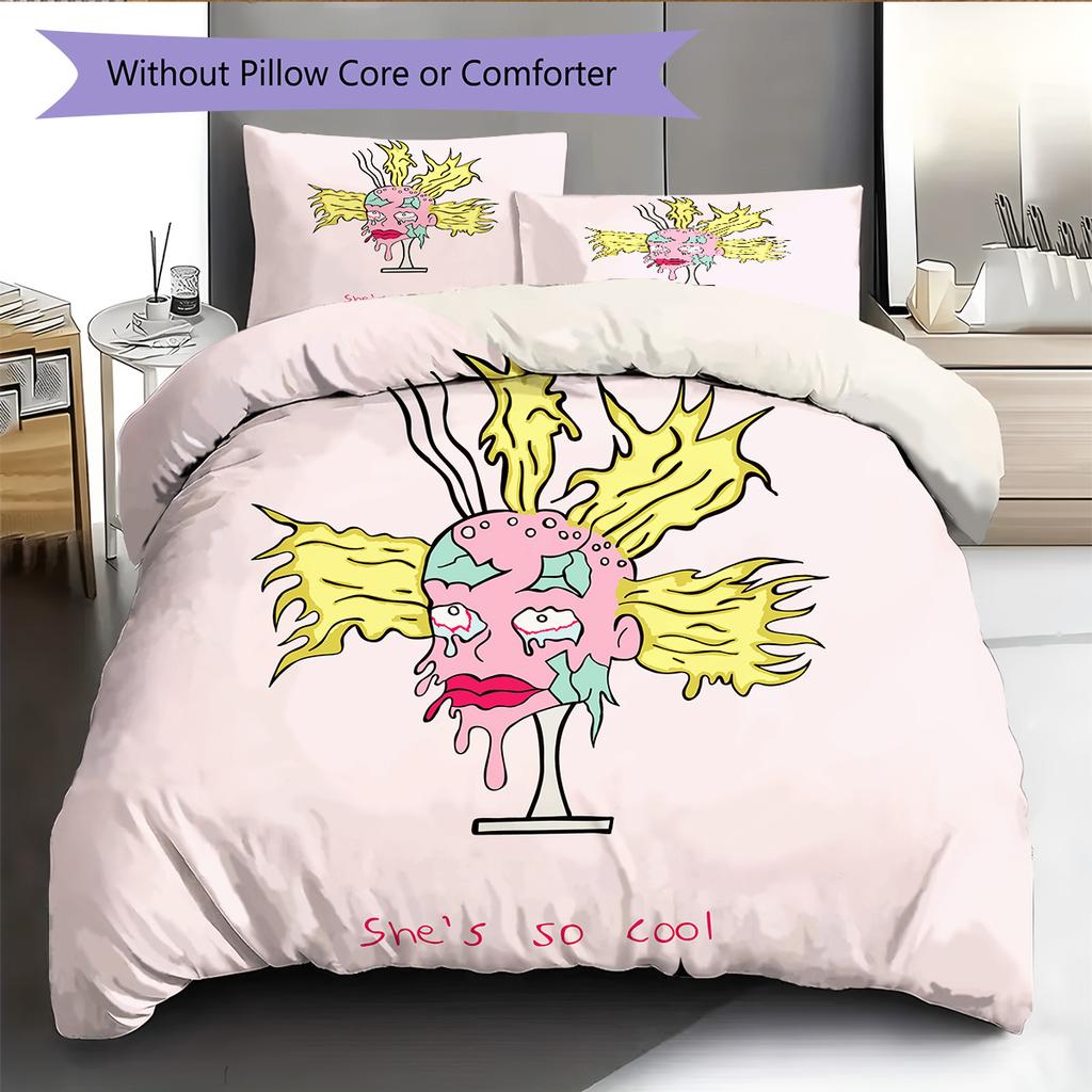 Rugrats  Pattern Bedding Quilt Set  Home Decoration  Gift (1 * Duvet Cover + 2 * Pillowcase  Without Core)
