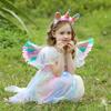 Angel Wings Costume Set for Kids – Feather Wings with Headband & Wand, Dress Up Props for Halloween Cosplay Party