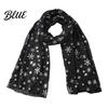 Holiday Gathering Accessory Glitter Sparkly Foil Snowflake Print Scarf for Women Christmas Soft Fabric Winter Gift Theme Shawl Wrap Fall Lightweight