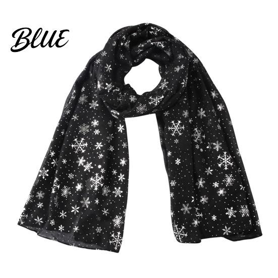 Holiday Gathering Accessory Glitter Sparkly Foil Snowflake Print Scarf for Women Christmas Soft Fabric Winter Gift Theme Shawl Wrap Fall Lightweight