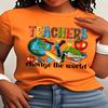 Teacher Pattern Printed Round Neck Short Sleeve T-shirt