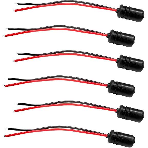 DXNQ 6PCS T10 Extension Harness Plug Connector, Car Instrument 194 Bulb Socket Base with 4.33" Wire Harness, Tail Light Socket Pre-Wired Rubber Lamp