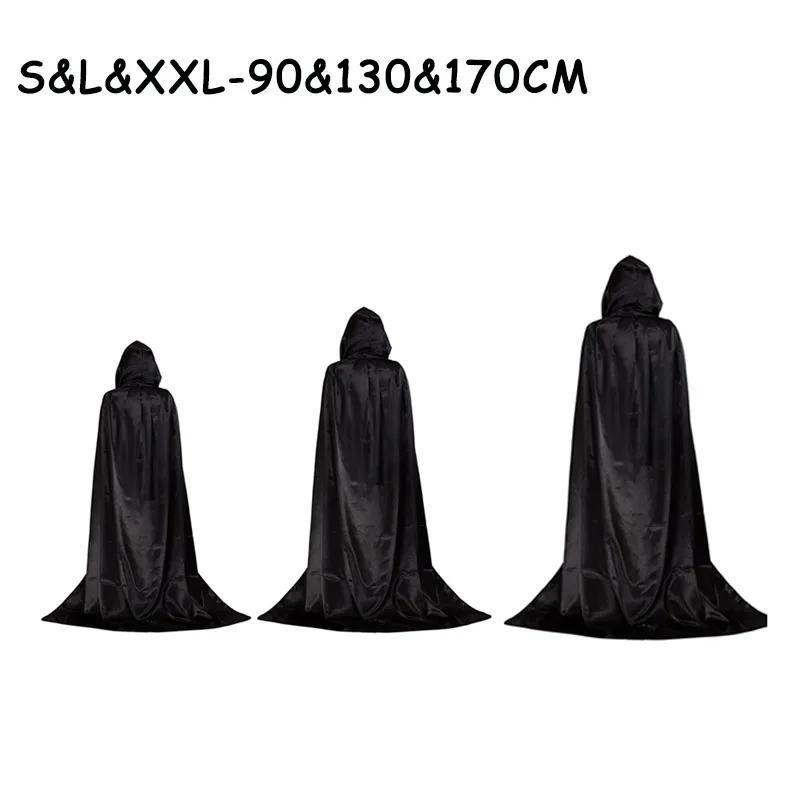Unisex Black Hooded Cloak Witch Cosplay Accessories Costumes Masquerade Family Celebration Decor Halloween Party Cosplay Costume