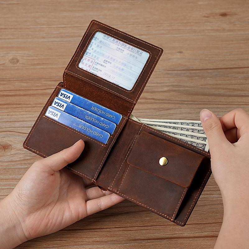100% Genuine Leather Wallet for Men with Coin Pocket 9.2*11.3cm