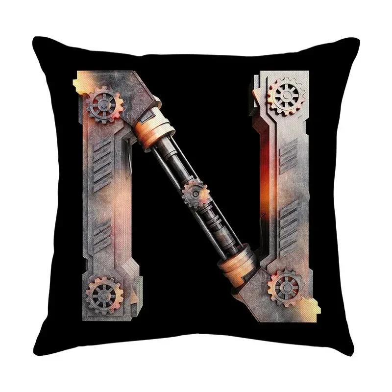 Luxury Home Decor Pillow Cover Car Living Room Sofa Cushion Cover Mechanical Style Letter Pattern Cushion Cover