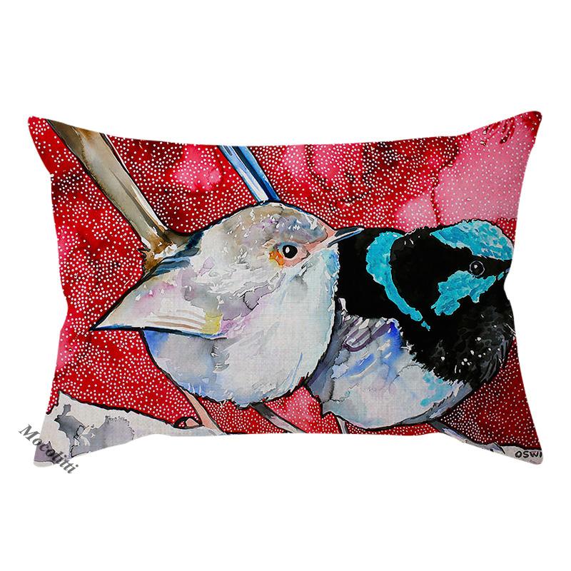Nordic Bird Oil Painting Art Sofa Decoration Pillowcase Parrot Owl Animal Luxury Chair Cushion Cover Throw Pillow Case