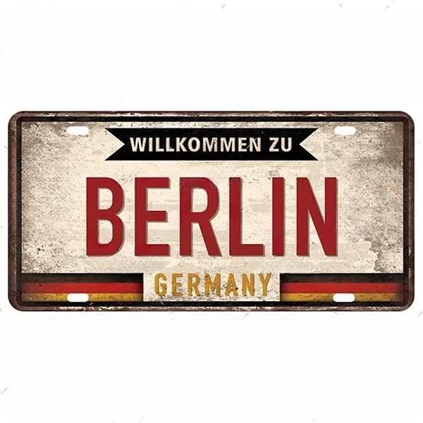Vintage Berlin Madrid New York Paris Country City Stil Platte Metallschild Plakette Blechschild Man Cave Bar Club Poster Dekoration