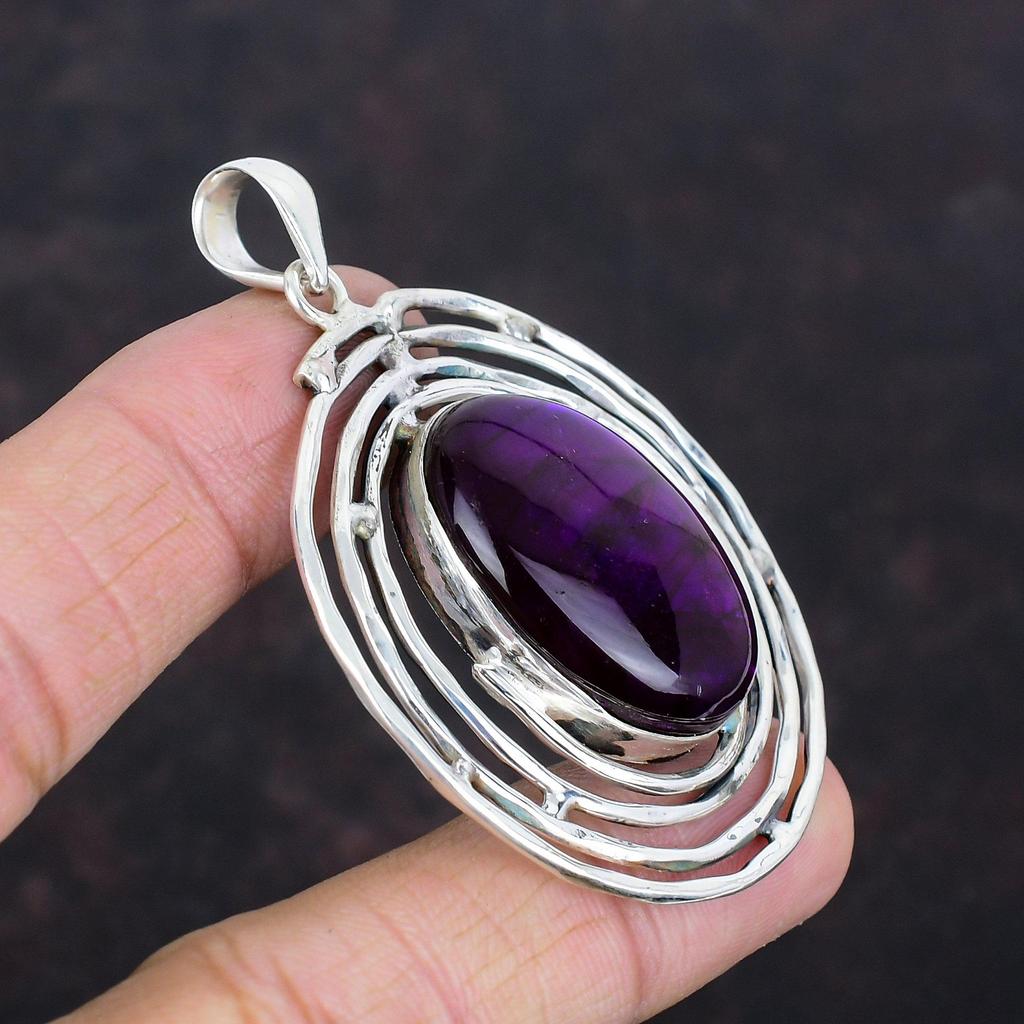 Purple Fire Labradorite Pendant Handmade Jewelry Gemstone Pendant 925 Sterling Silver Pendant Birthstone Pendant Gift For Him Silver Jewelry