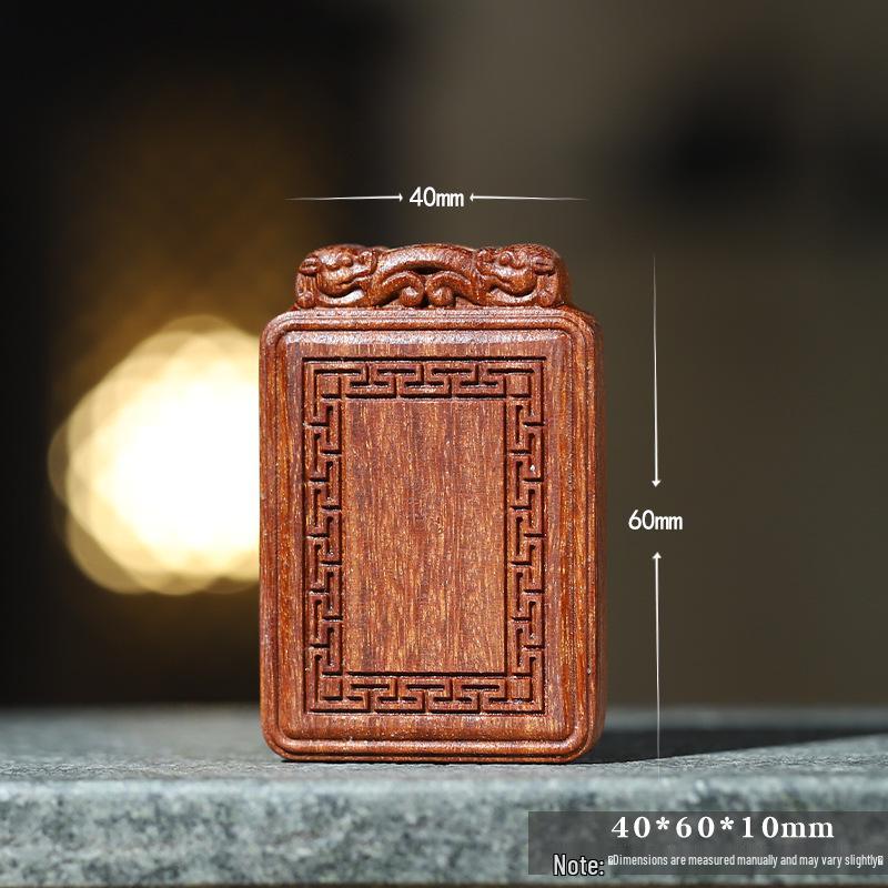 Venus Rosewood Carved Pendant with Huiwen Pattern - Chinese Style Necklace Charm