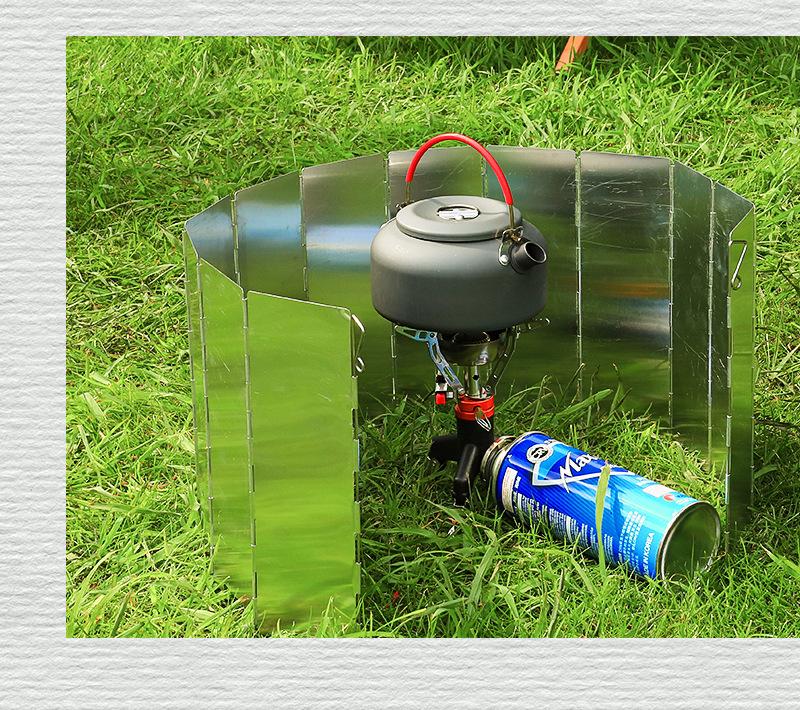 14-Piece Portable Aluminum Alloy Camping Stove Windshield with Box: Folding, Windproof Heat Concentrator Plate