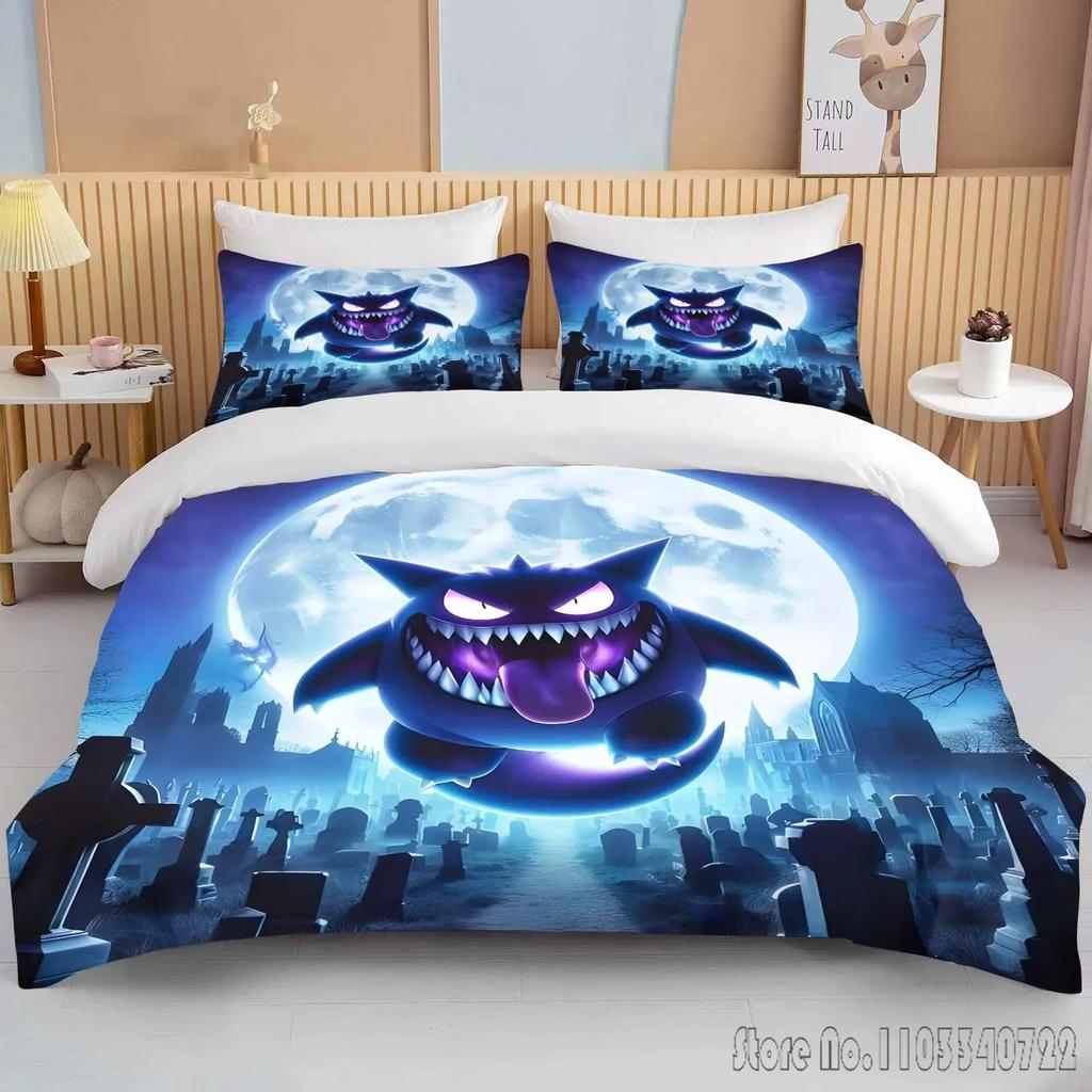 Anime Pokemon Gengar 3D Tištěný Dětský Povlečení Sada Dětské Povlaky na Peřinu Sada Ložní Prádlo Twin Jednolůžko King Děti Dospělí Dárek