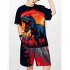 Boy's Dinosaur Printed Short Sleeve Set with Personalized Casual Fashion Suitable for Outdoor Daily Wearing