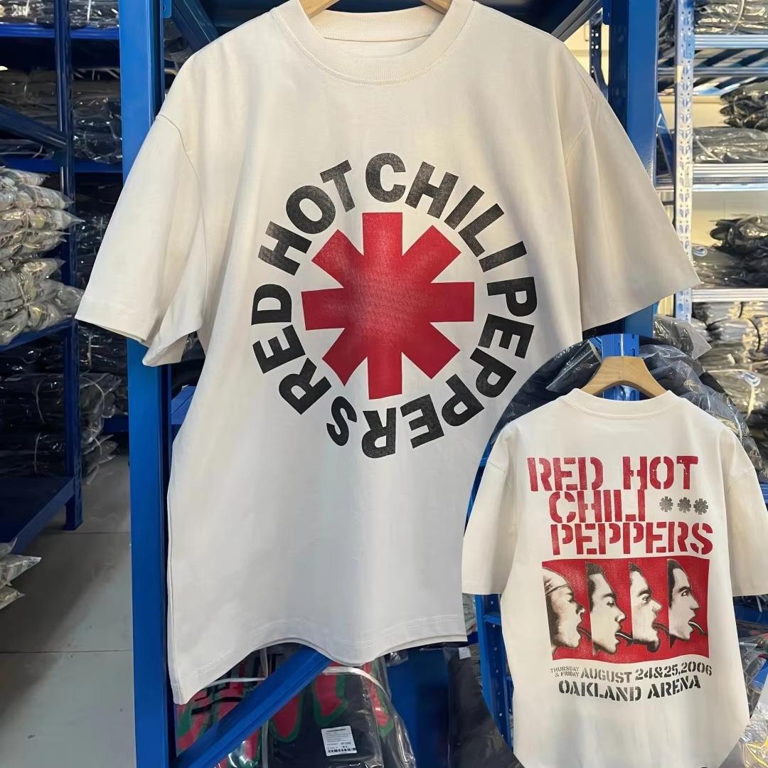 Red Hot Chili Peppers band Retro pattern printing cotton Hot sale Unisex Tshirt Summer New Oversized neck Unisex Tshirt S