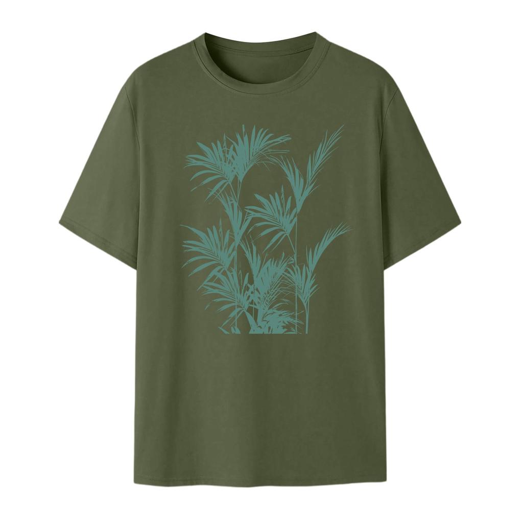 Men's Fashion Printed Round Neck Straight Shoulder Short Sleeve T-Shirt Top