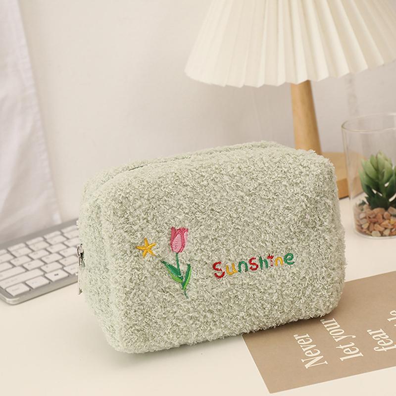 New Plush Storage Bag, Golden Fragrance Makeup Bag, Large Capacity, High-end Toiletries, Portable Travel Japanese Makeup Bag