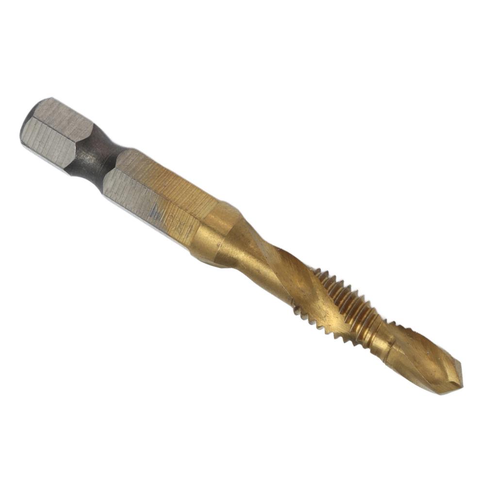 Tap Drill Bits Hex Shank Titanium Coated Metric Screw Combination Tapping Bit for WoodM6
