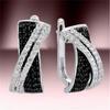 Cute Female Small White Black Zircon Stone Hoop Earrings Vintage Fashion Silver Color Wedding For Women