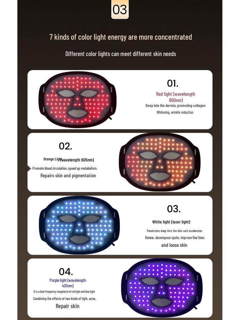 LED Seven-Color Photon Rejuvenation Mask - Beauty Light Therapy Instrument for Home Use