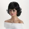 Women Synthetic Black Wigs With Bangs Short Curly Wigs for Daily Cosplay Natural Fluffy Hair Heat Resistant Fiber