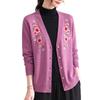 Hengyuanxiang Women's Embroidered V-Neck Knitted Cardigan