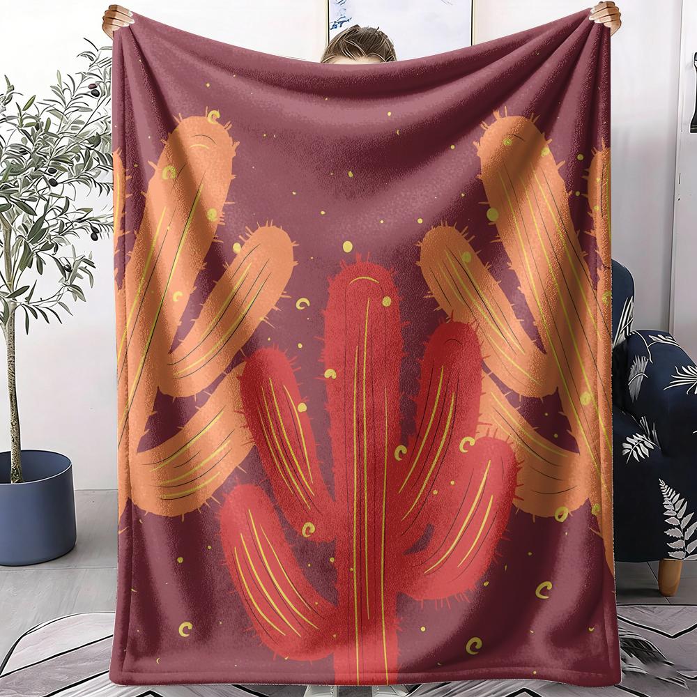 Cactus Throw Soft Flannel AC Blanket Lightweight Summer Nap Throw Cozy Blanket for Sofa Bed Travel Home