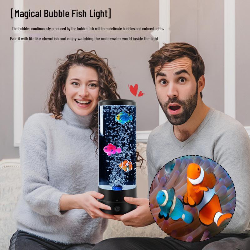 Color-Changing LED Night Light: Bubble Cylinder Fish Tank for Home Decor